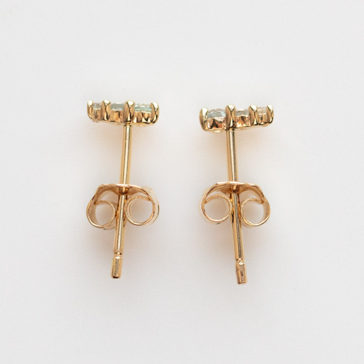 Solid Gold Dainty Ombre Birthstone Bar Studs