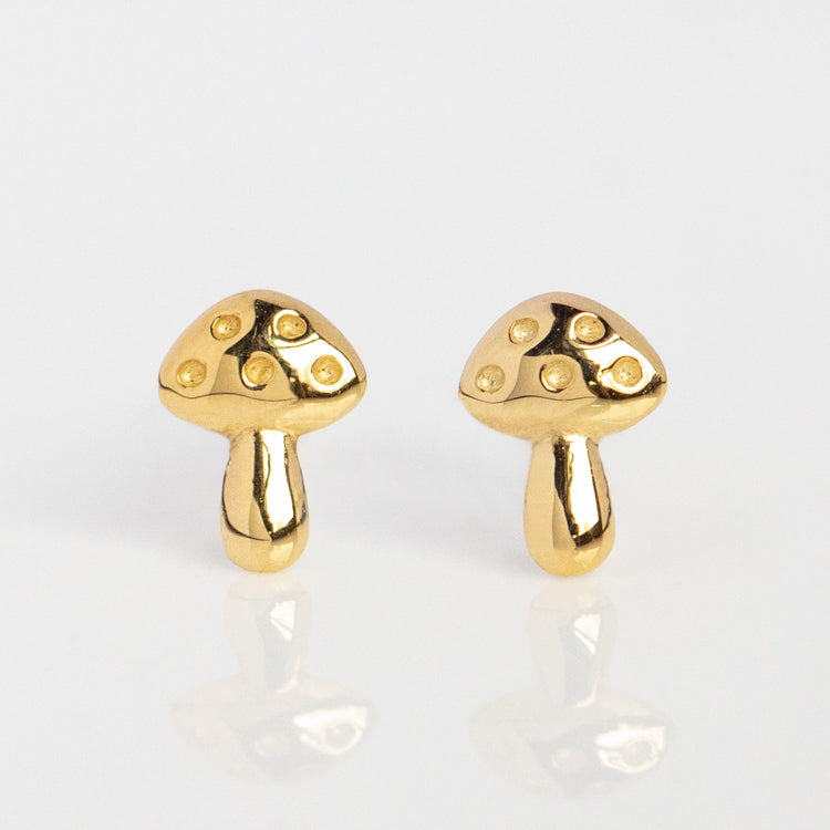 Solid Gold Mushroom Studs