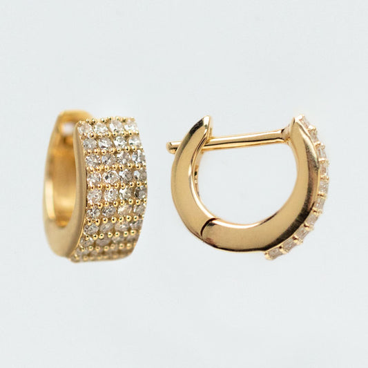 Solid Gold Chunky Pave Diamond hoops yellow gold statement jewelry family gold