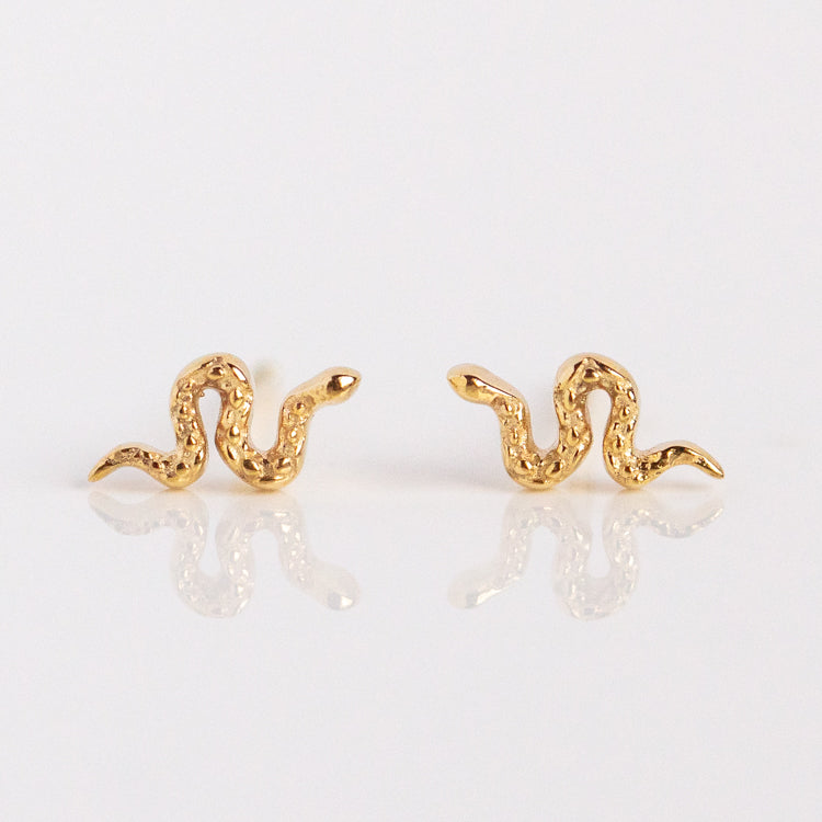 Solid Gold Slither Snake Studs