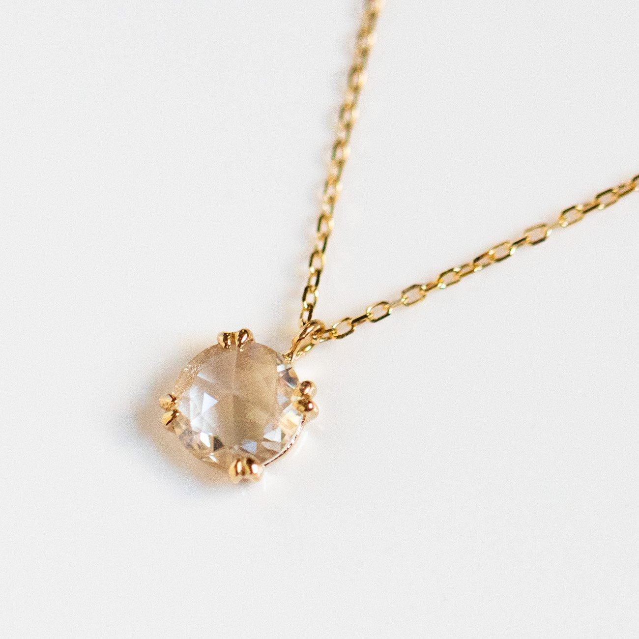  Local Eclectic Solid Gold White Sapphire Pendant Necklace
