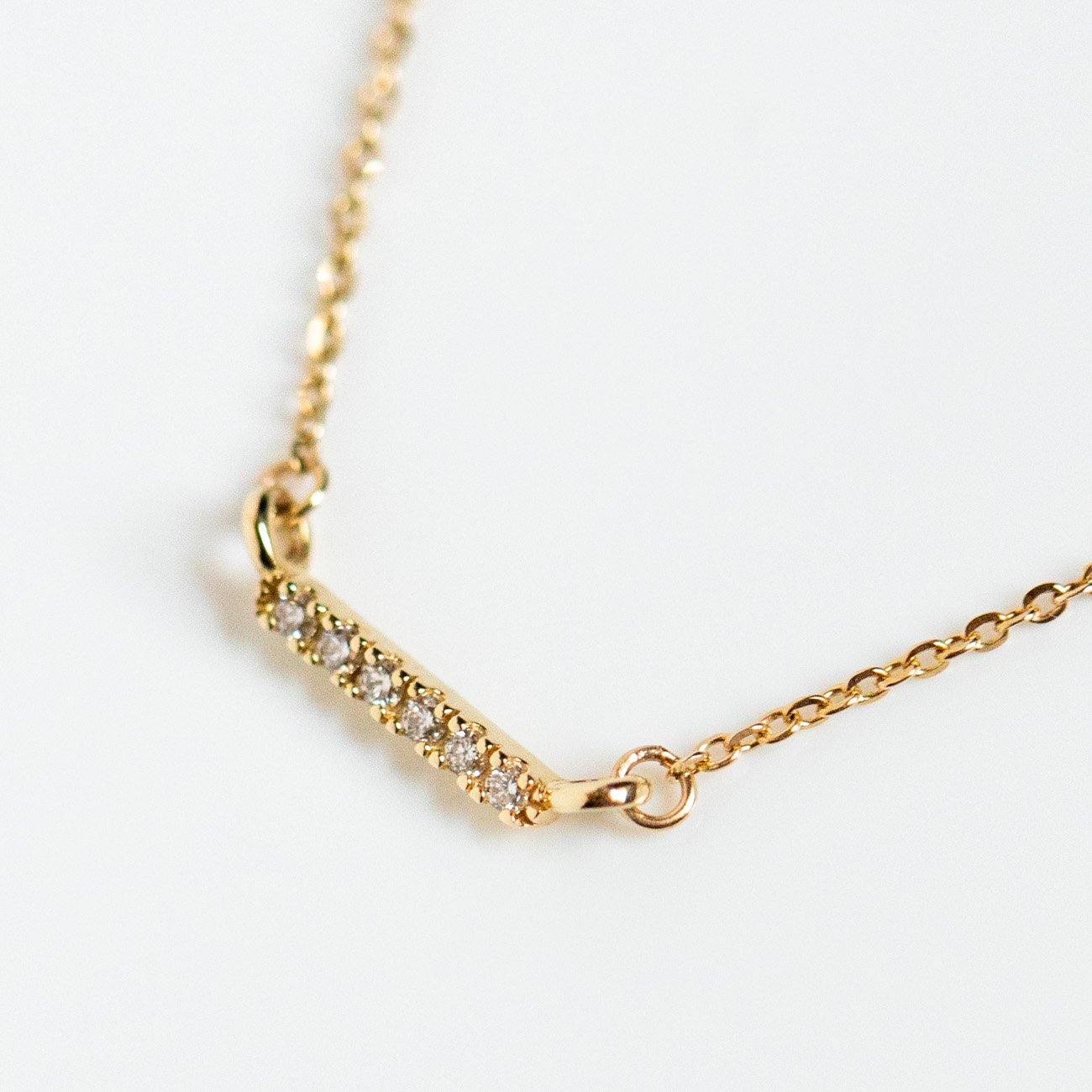 Local Eclectic Diamond Gold Bar Necklace