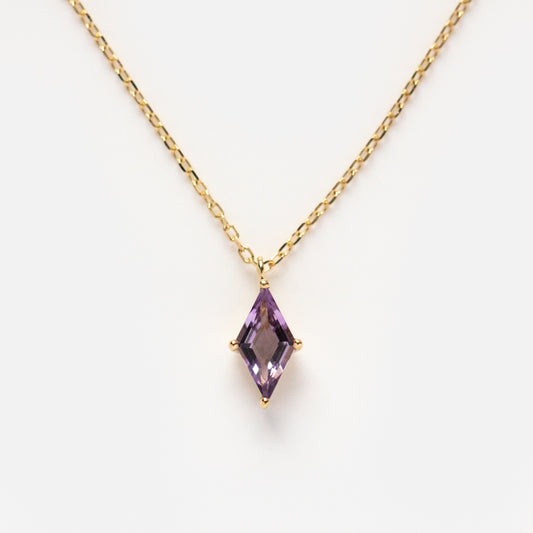 Solid Gold February Capsule Amethyst Kite Necklace