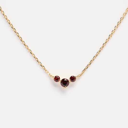 Solid Gold January Capsule Triple Gem Garnet Necklace