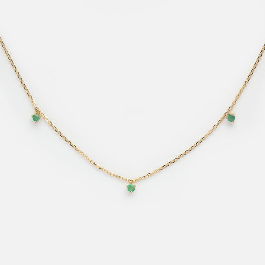Solid Gold May Capsule Emerald Charm Necklace