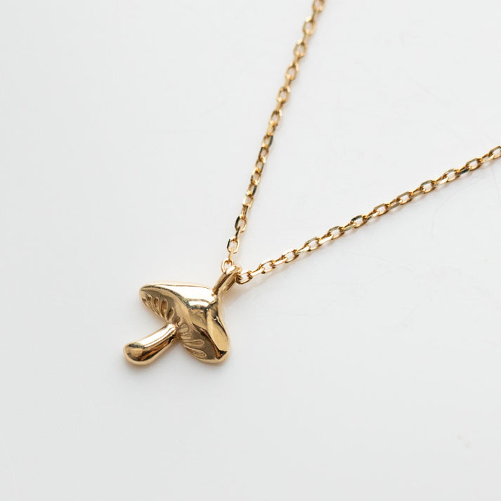 Solid Gold Mushroom Necklace local eclectic