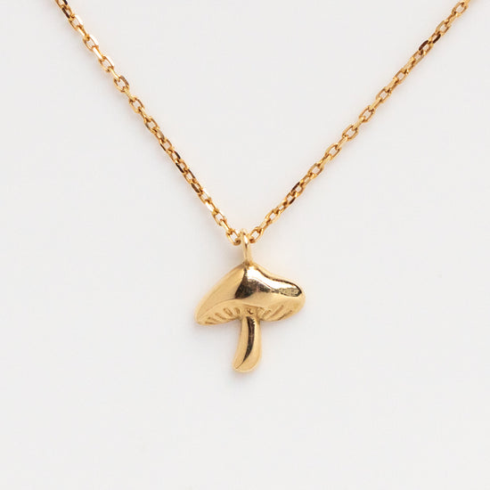 Solid Gold Mushroom Necklace local eclectic