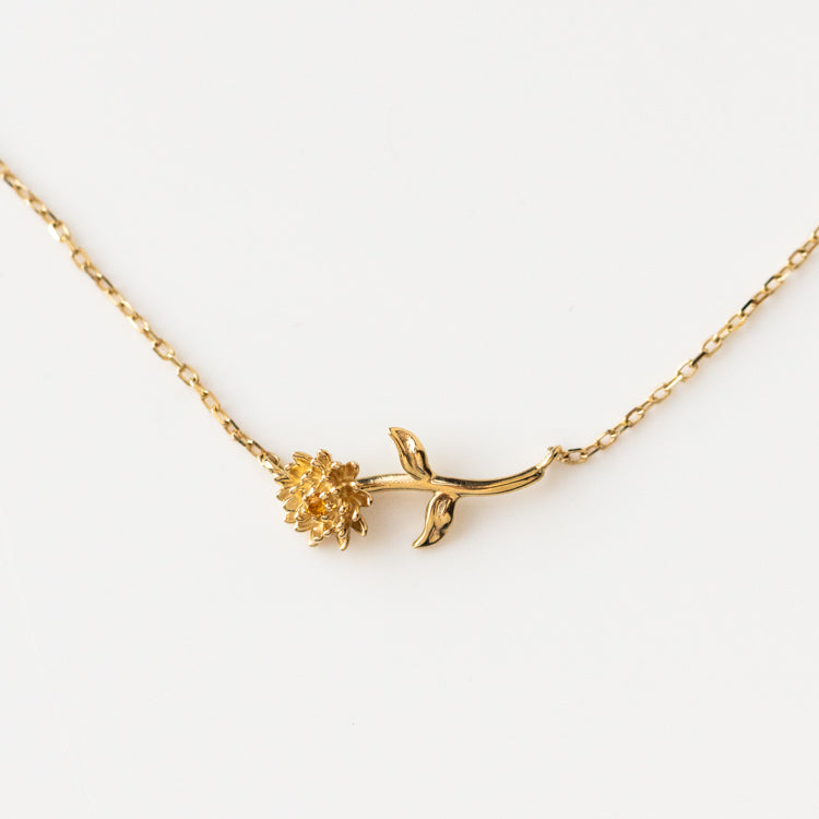 Local Eclectic Gold Birth Flower Necklace with Birth Month Stone november citrine