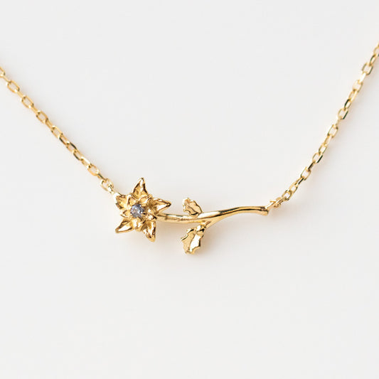 Local Eclectic Gold Birth Flower Necklace with Birth Month Stone december tanzanite