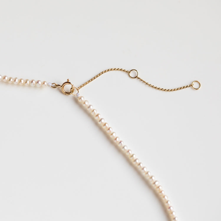 Solid Gold Simple Pearl Chain Bracelet - Local Eclectic