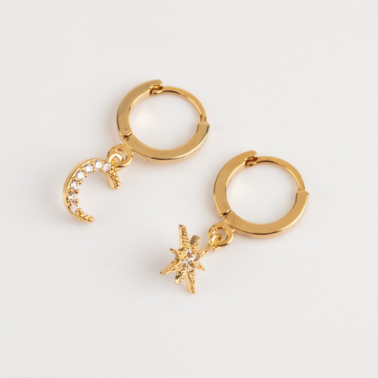 Local Eclectic Gold Star and Moon Hoop Earrings