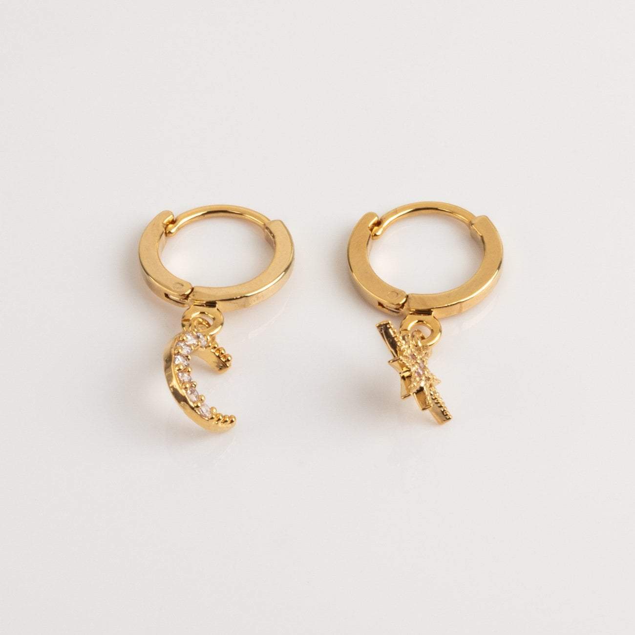 Five and Two Star and Moon Earrings Local Eclectic local eclectic