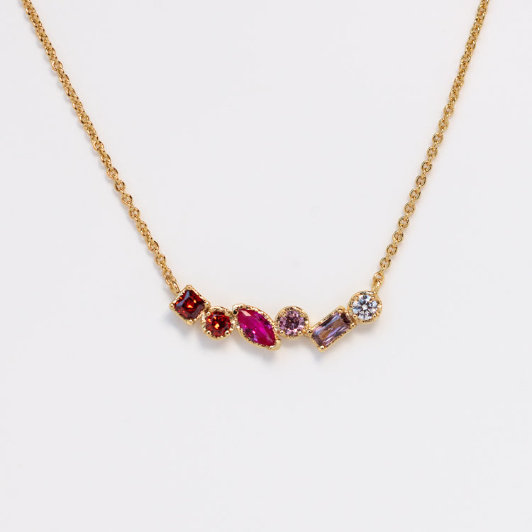 Plated Ombre Birthstone Necklace yellow gold unique colorful personalized jewelry for you with love july ruby