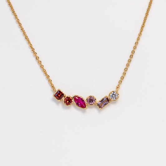 Plated Ombre Birthstone Necklace yellow gold unique colorful personalized jewelry for you with love july ruby