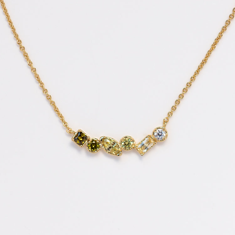 Plated Ombre Birthstone Necklace yellow gold unique colorful personalized jewelry for you with love august peridot