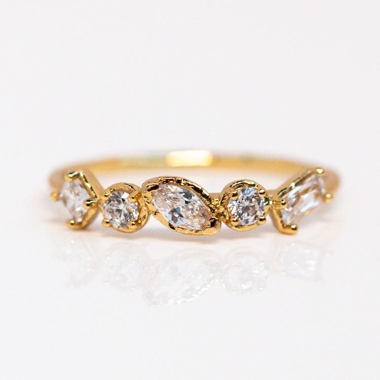 Plated Ombre Birthstone Ring colorful unique yellow gold jewelry personalized for you with love april diamond