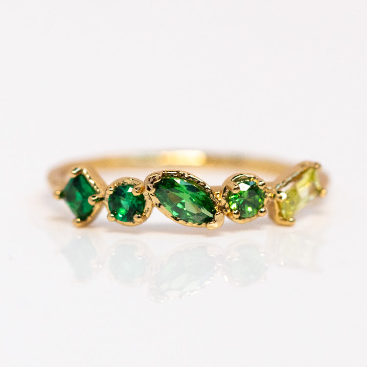 Plated Ombre Birthstone Ring colorful unique yellow gold jewelry personalized for you with love may emerald