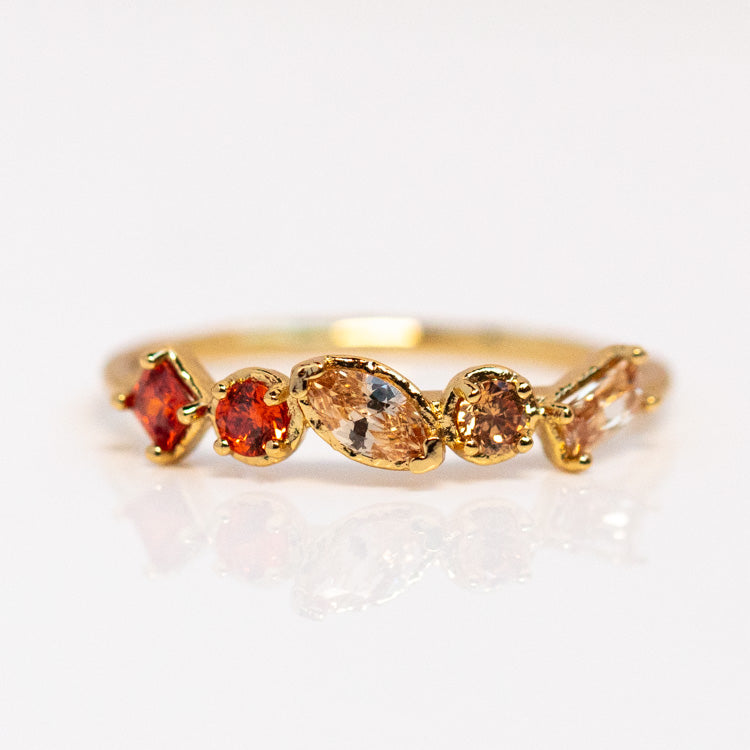 Plated Ombre Birthstone Ring colorful unique yellow gold jewelry personalized for you with love january  garnet