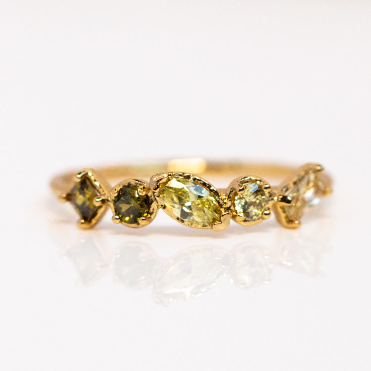Plated Ombre Birthstone Ring colorful unique yellow gold jewelry personalized for you with love august peridot
