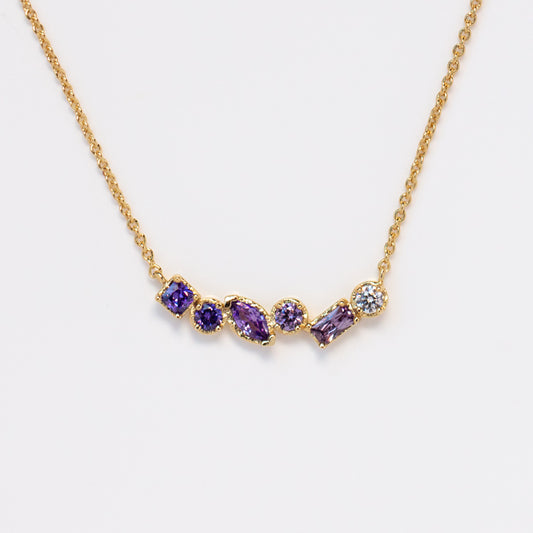 Plated Ombre Birthstone Necklace yellow gold unique colorful personalized jewelry for you with love february amethyst