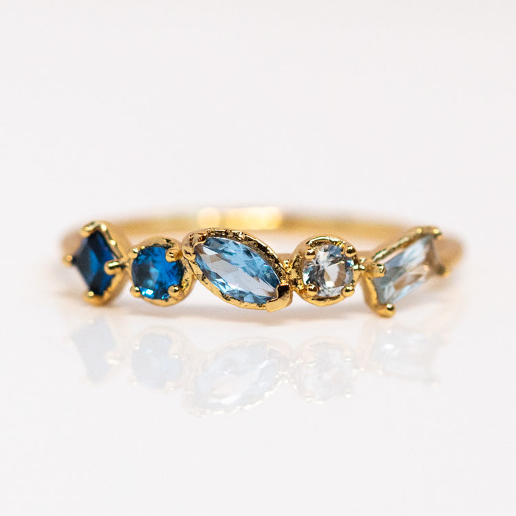 Plated Ombre Birthstone Ring colorful unique yellow gold jewelry personalized for you with love september sapphire