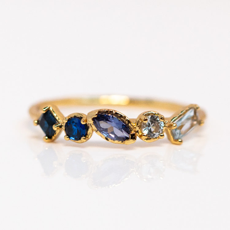 Plated Ombre Birthstone Ring colorful unique yellow gold jewelry personalized for you with love december tanzanite