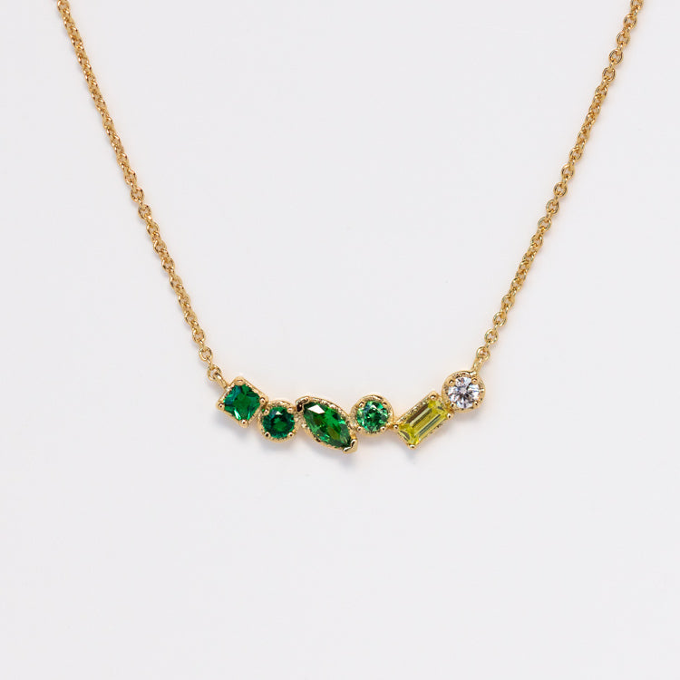 Plated Ombre Birthstone Necklace yellow gold unique colorful personalized jewelry for you with love may emerald