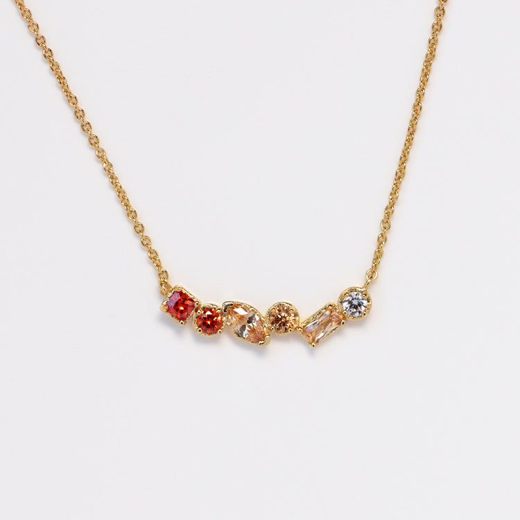 Plated Ombre Birthstone Necklace yellow gold unique colorful personalized jewelry for you with love january garnet