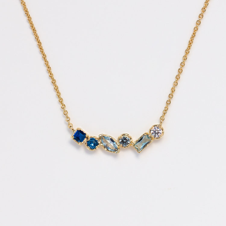 Plated Ombre Birthstone Necklace yellow gold unique colorful personalized jewelry for you with love september sapphire