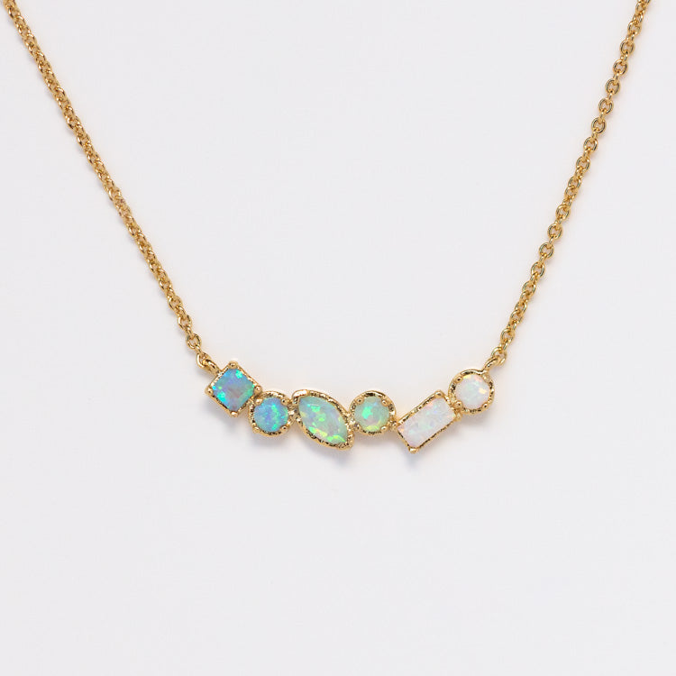 Plated Ombre Birthstone Necklace yellow gold unique colorful personalized jewelry for you with love october opal
