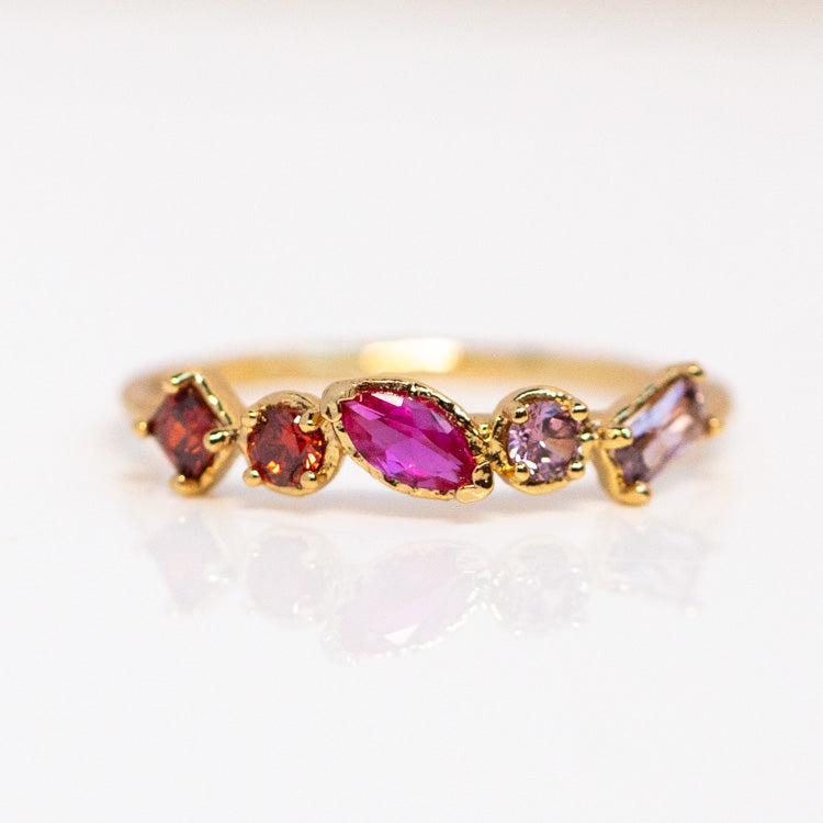 Plated Ombre Birthstone Ring colorful unique yellow gold jewelry personalized for you with love july ruby