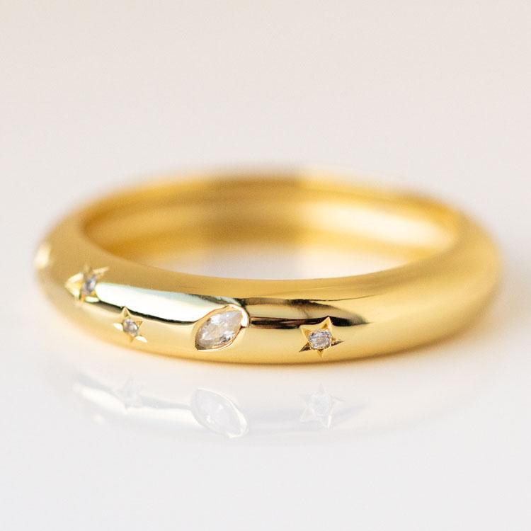 Celestial Sky Dome Ring yellow gold modern minimal jewelry