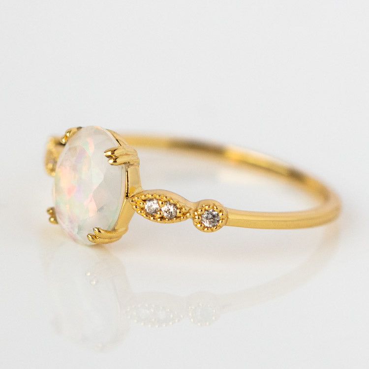 Opal Fire Ring yellow gold modern statement jewelry for you with love