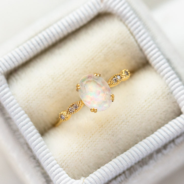 Opal Fire Ring yellow gold modern statement jewelry for you with love