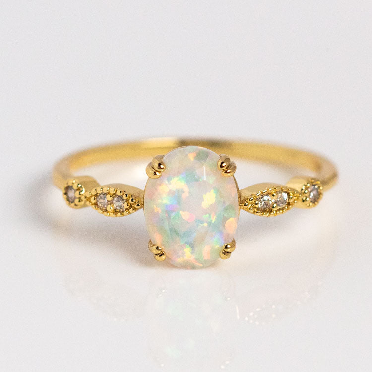 Opal Fire Ring yellow gold modern statement jewelry for you with love