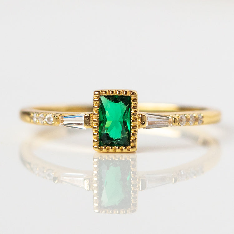 Harmonious Green Baguette Ring