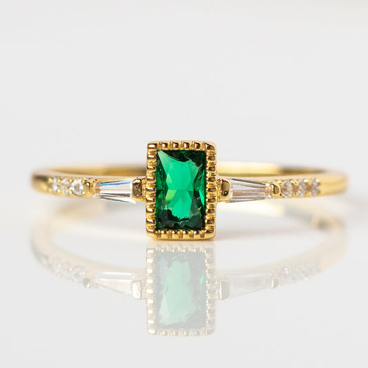 Harmonious Green Baguette Ring