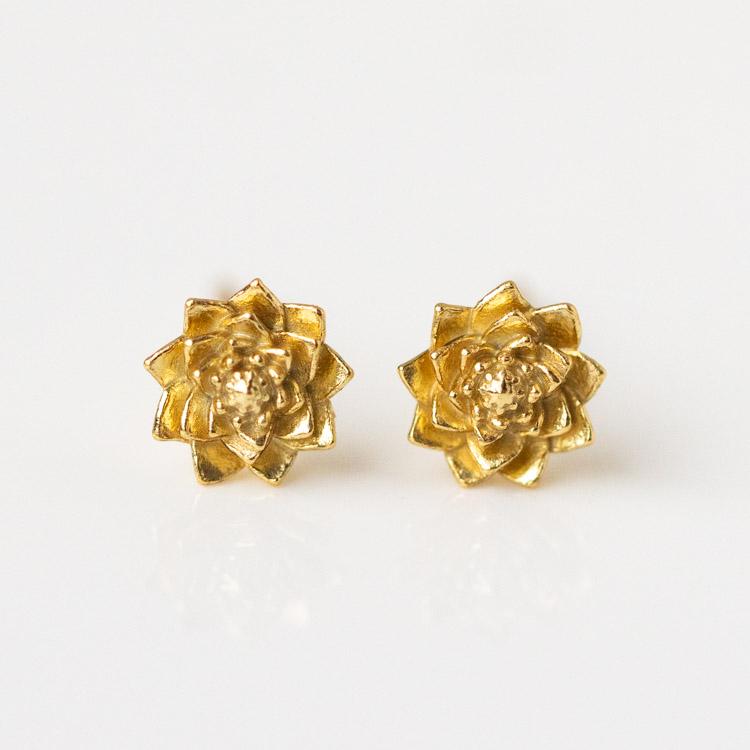 Birth Month Flower Earrings yellow gold personalized floral inspired minimal jewelry