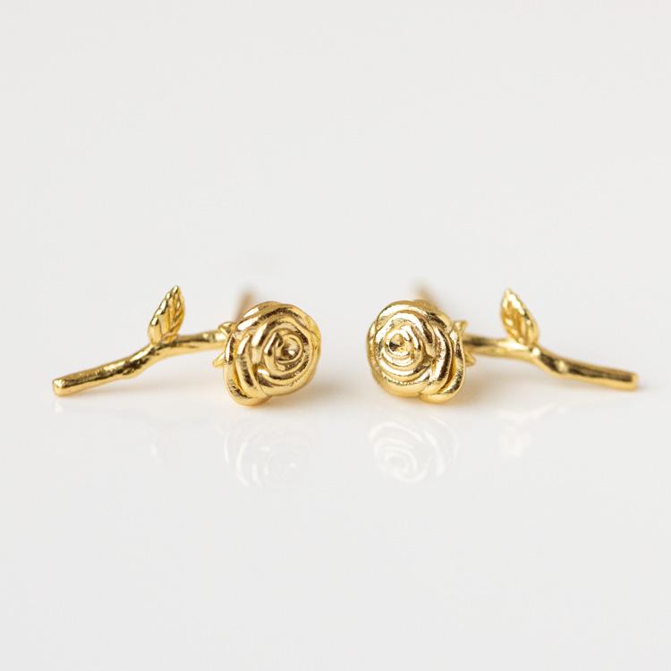 Birth Month Flower Earrings yellow gold personalized floral inspired minimal jewelry