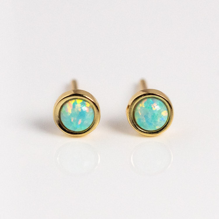 Opal Shimmer Studs yellow gold dainty jewelry for you with love