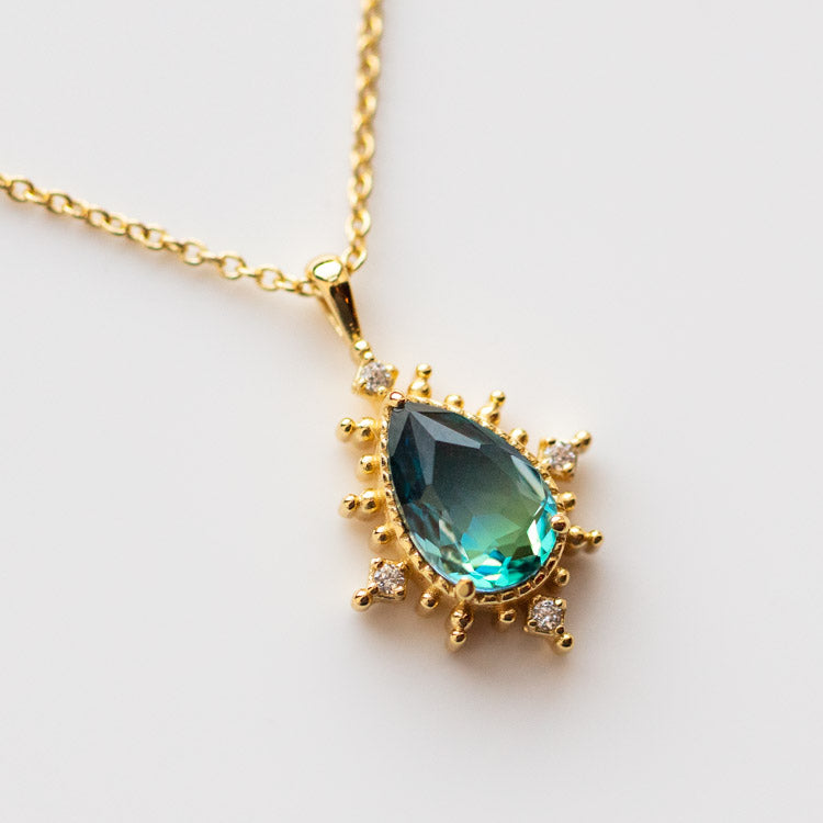 Nightfall Tourmaline Pendant Necklace yellow gold minimal modern dainty jewelry