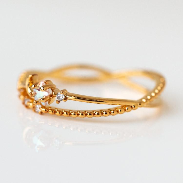 Luna Sparkle Ring unique yellow gold celestial inspired dainty jewelry girls crew