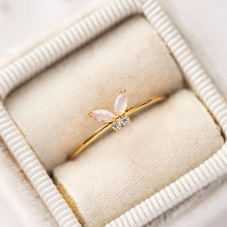 Buy Diamond Rose Gold Ring, Butterfly Ring, Minimalist Engagement Rings,  Dainty Ring, 18k Gold Diamond Ring, Italy Diamond Ring. Online in India -  Etsy