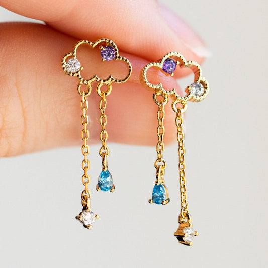 Local Eclectic Unique Dangle Earrings - Gold Cloud Drop Earrings