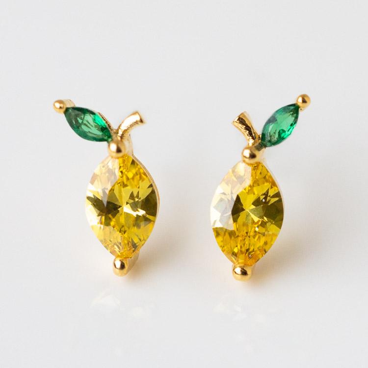 Limoncello Stud Earrings fruit inspired yellow gold dainty studs 