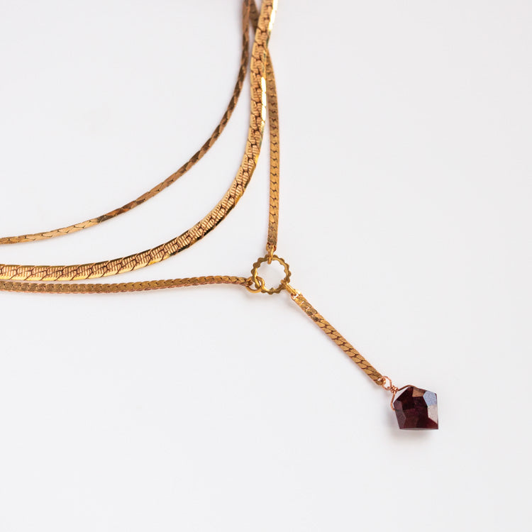 Palmer Garnet Necklace unique chunky yellow gold jewelry Hailey gerrits