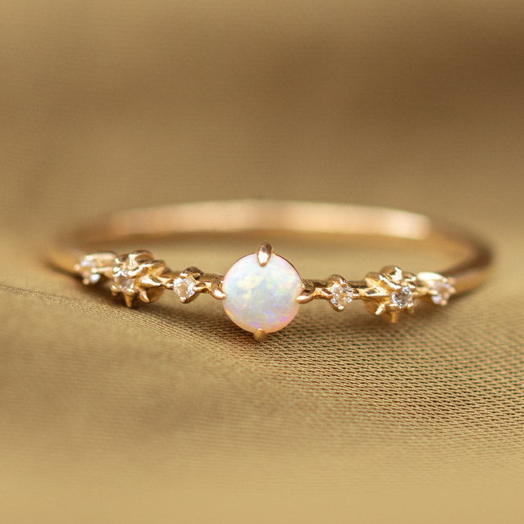 Solid Gold Full Moon Opal Ring