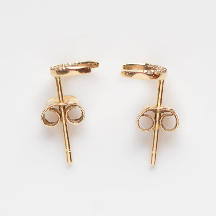Solid Gold Waxing and Waning Crescent Moon Studs