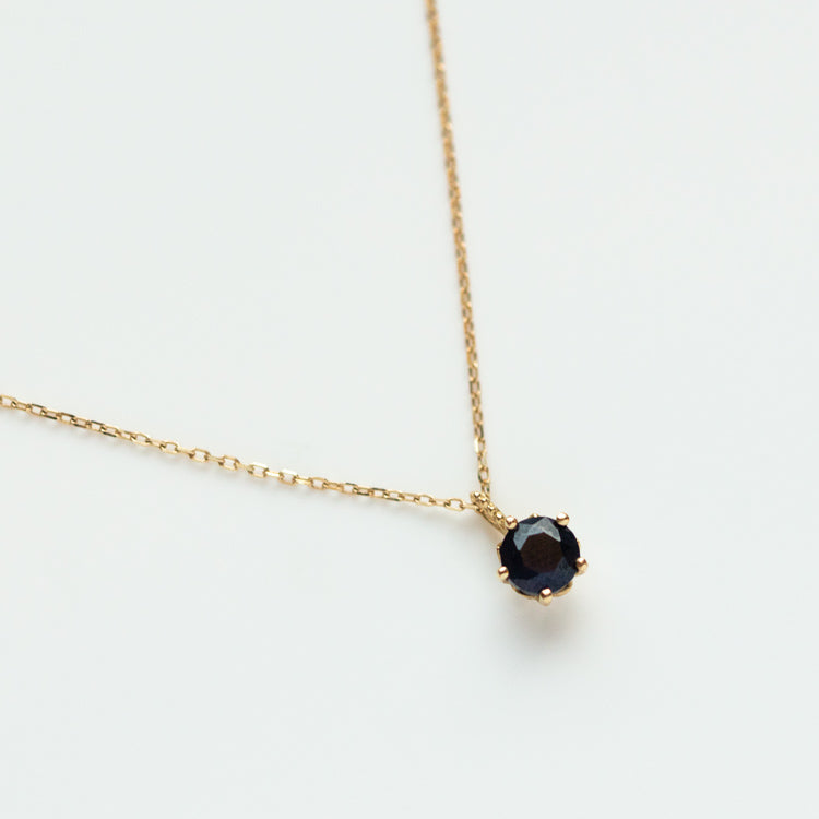 Solid Gold Blue Sapphire New Moon Necklace for Intuition
