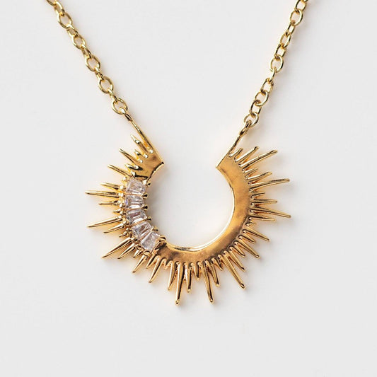 Sunset Voyage Necklace modern yellow gold sun inspired jewelry